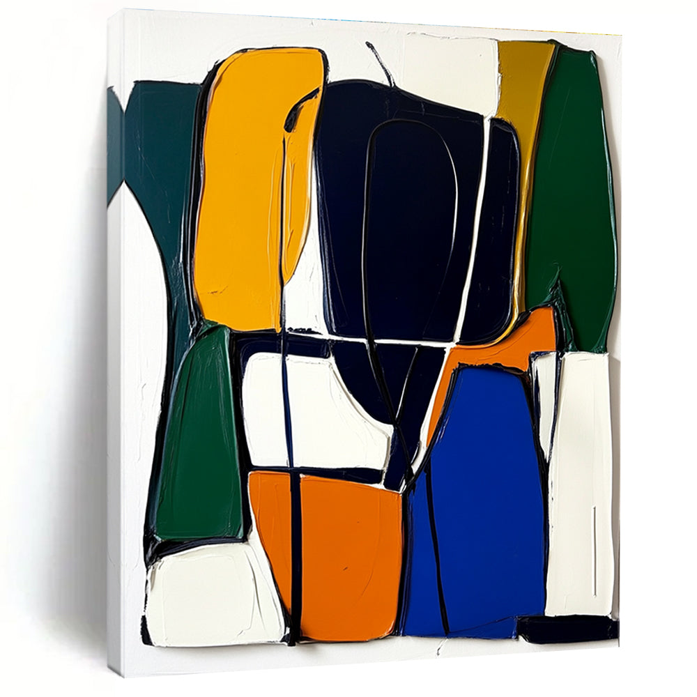Colorful Geometric Abstract Painting with Textured Shapes GER613