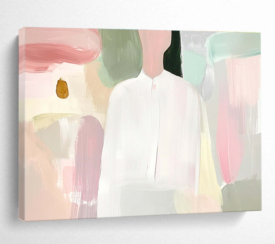 Minimalist Figure Abstract Painting with Soft Pastel Tones DYP320