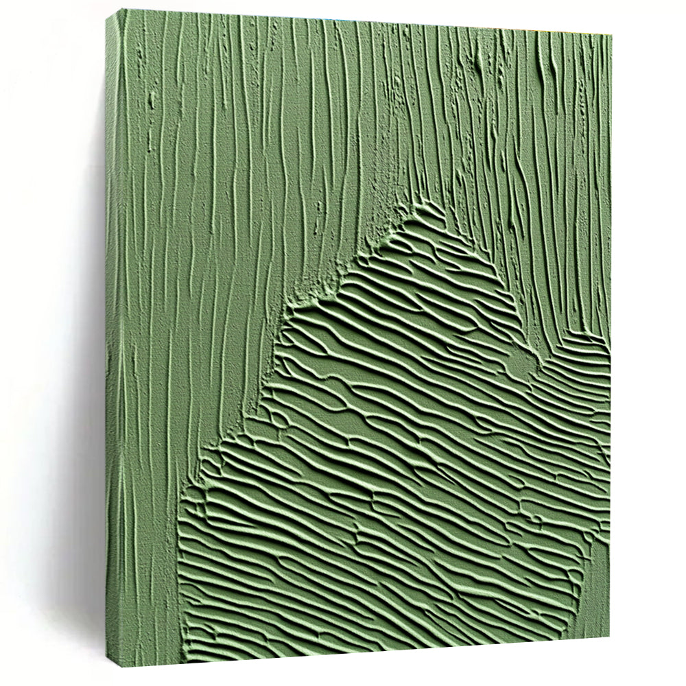 Green Textured Abstract Painting with Wavy Patterns GER062