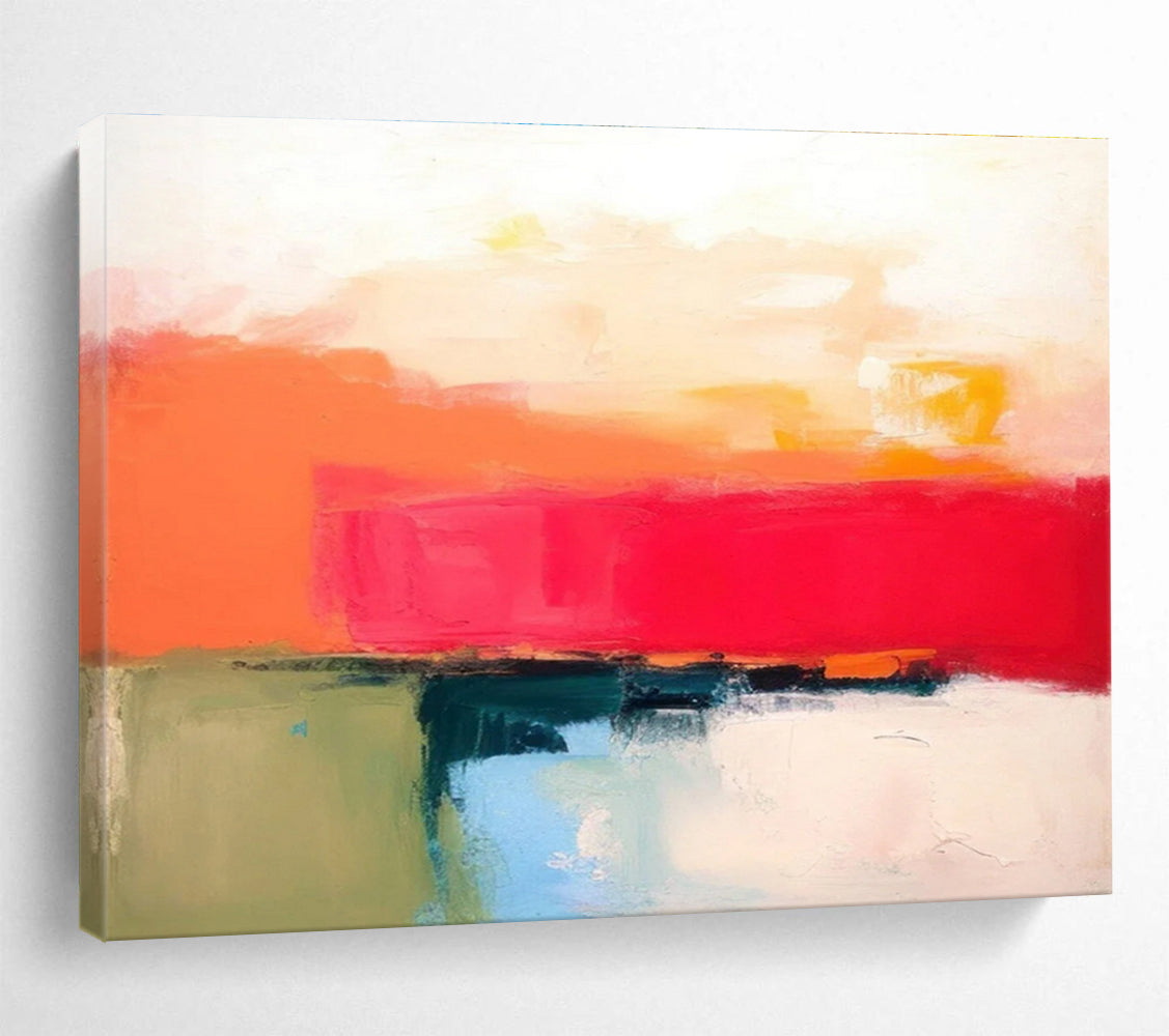 Red Orange Color Block Abstract Painting THY055