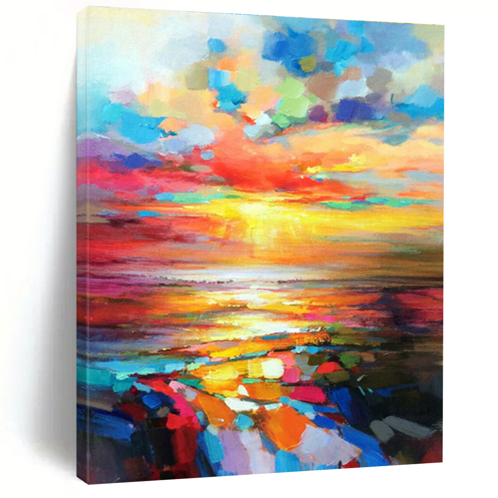 Expansive Custom - Made Abstract Mural for Dining Room & Entryway DLZ1071
