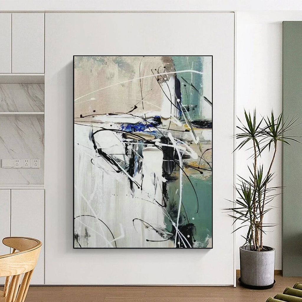 Enormous Custom Hand-Painted Abstract Painting - Artisanal Soul for Blacksmith Workshops  DLZ0309