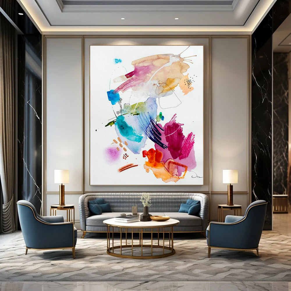 Oversized Custom Hand-Painted Abstract Canvas for 3D Printing Studios  DLZ0085
