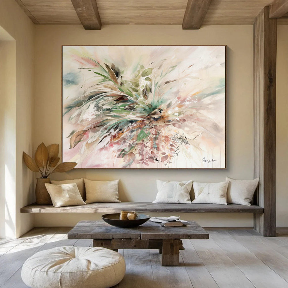 Customized Large-Scale Abstract Hand Painting for Arctic Tundra Research Base Mess Hall DLZ2919