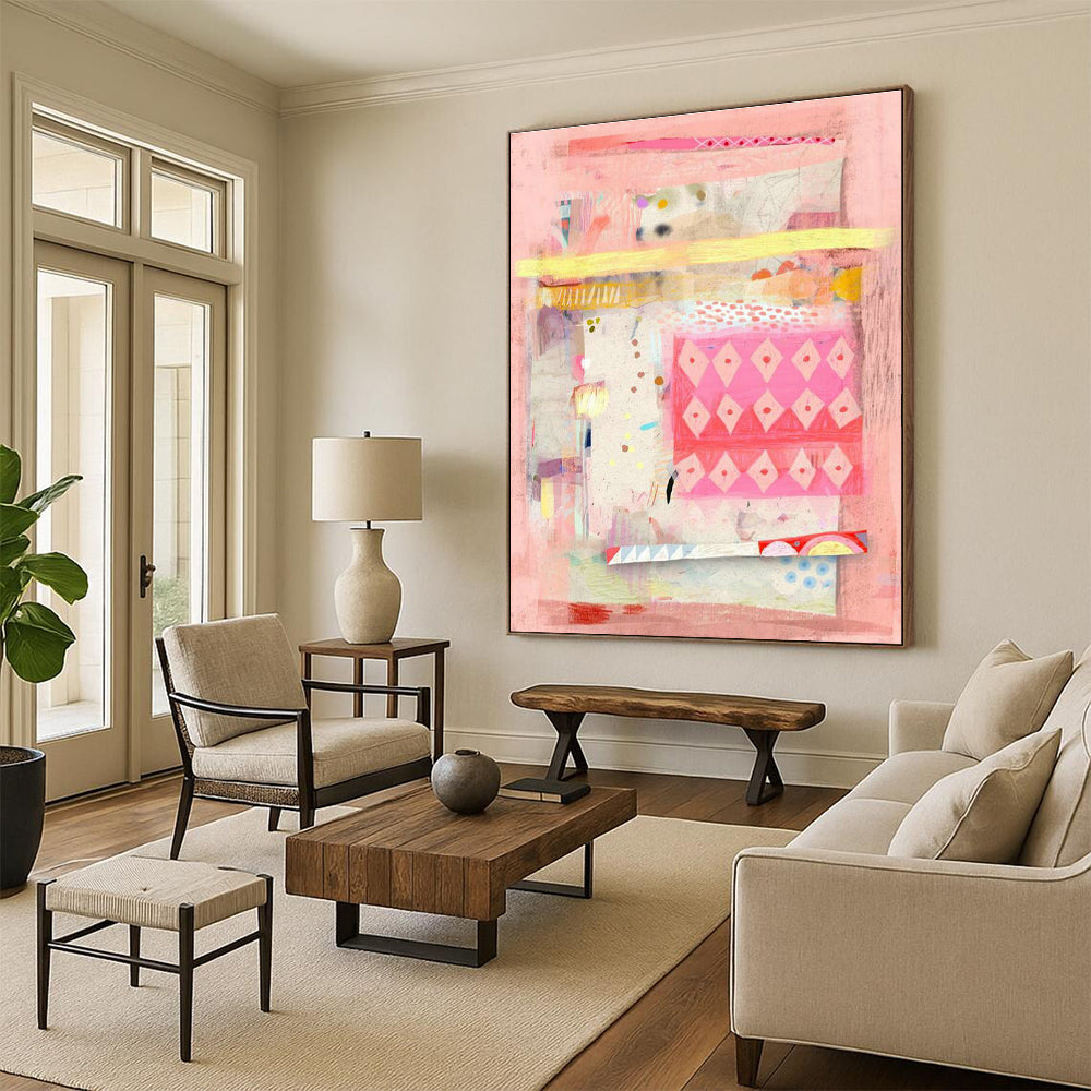 Vast Large Custom Hand-Painted Abstract Canvas - Inspiring Setting for Art Workshops  DLZ0176