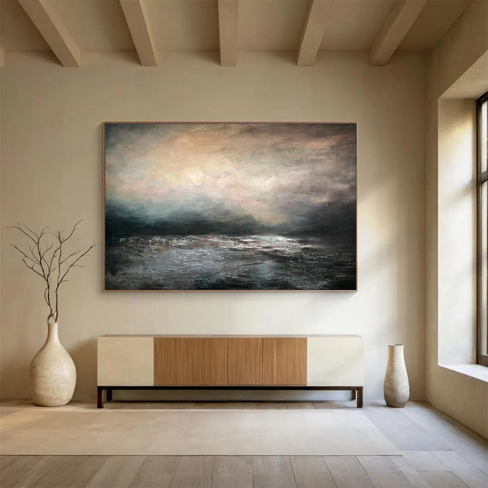Custom-Made Giant Abstract Hand Painting for Subterranean Geothermal Power Plant Power Grid Interconnection Hub DLZ3153