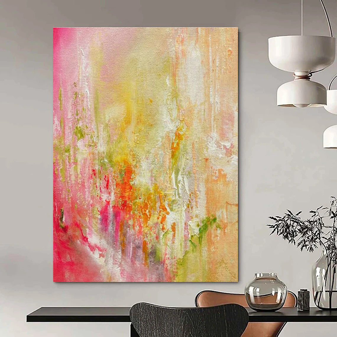 Gigantic Custom Hand-Painted Abstract Artwork for Traditional Indian Bollywood Dance Studios  DLZ0055