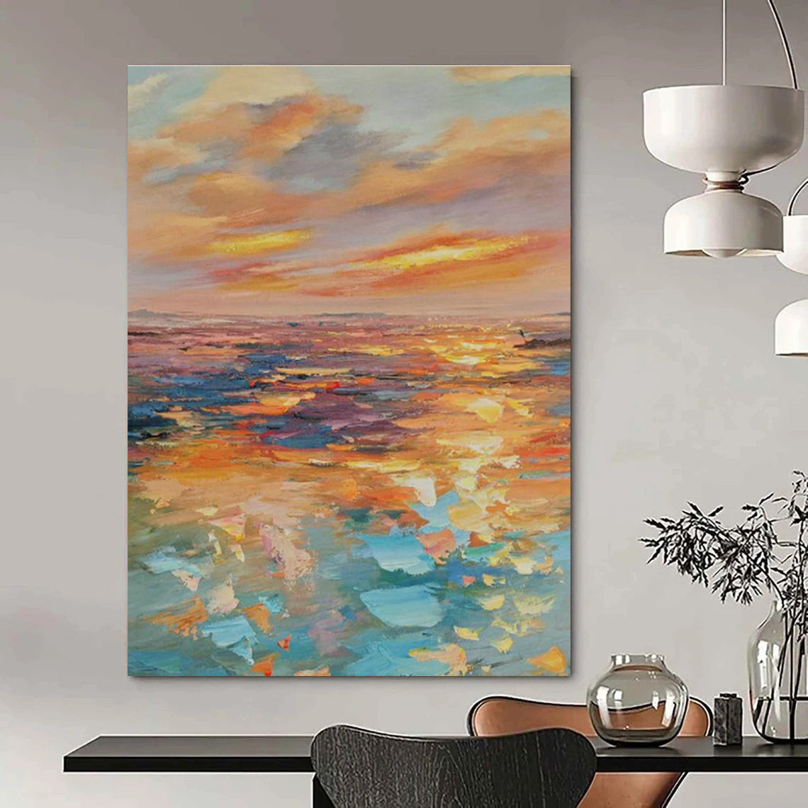 Grandiose Custom Hand-Painted Abstract Canvas - Baroque Opulence for Opera Theaters’ Stage Backdrops  DLZ0340