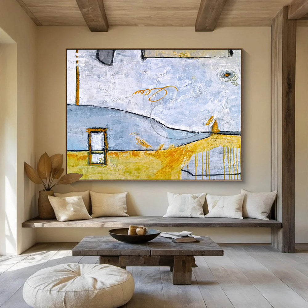 Oversized Custom Abstract Hand Painting for Desert Oasis Date Palm Farm Office DLZ2947