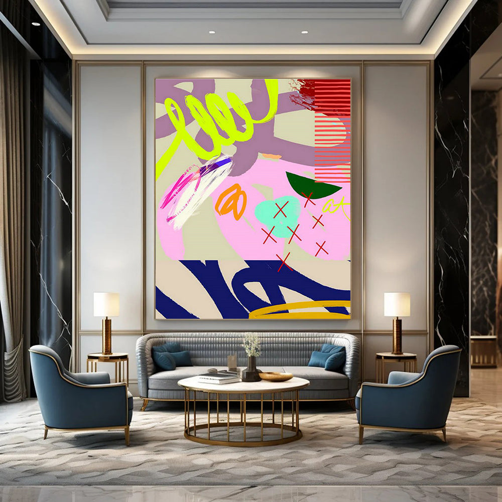 Large-Scale Custom Hand-Painted Abstract Painting - Elegant Decoration for Beauty Salons  DLZ0132