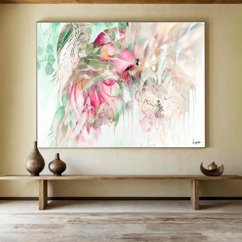Oversized Custom Abstract Hand Painting for Jungle Safari Lodge Dining Pavilion DLZ2918
