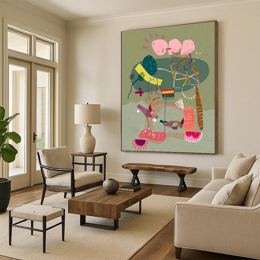 Immense Custom Hand-Painted Abstract Artwork - Engaging Decor for Museums  DLZ0175