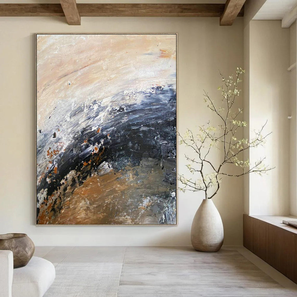 Extra Wide Custom Hand-Painted Abstract Painting for Train Station Waiting Halls  DLZ0008