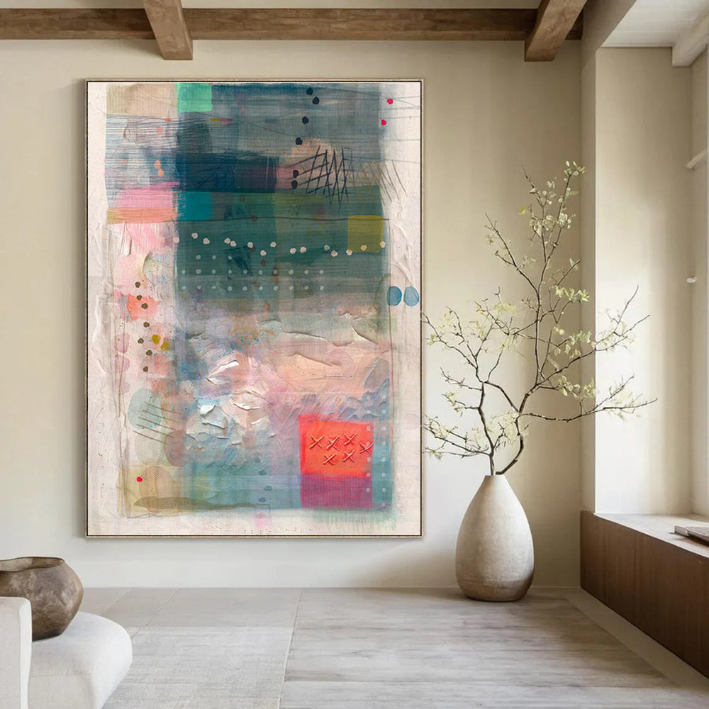 Oversized Custom Hand-Painted Abstract Canvas - Stunning Centerpiece for Art Galleries  DLZ0156