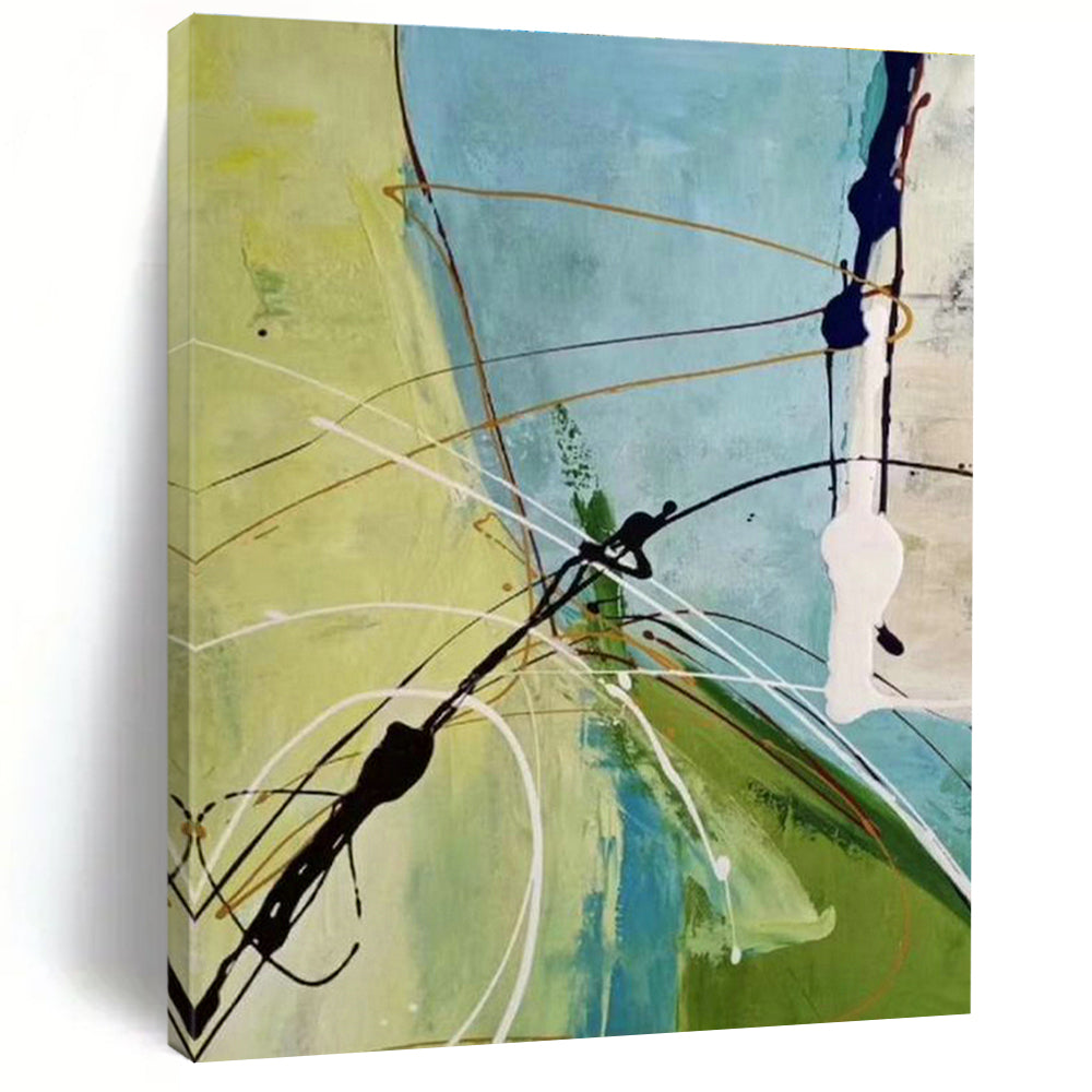 Immense Large-Scale Custom Hand-Painted Abstract Artwork - Rustic Serenity for Farm Stays  DLZ0275