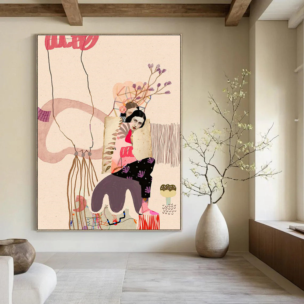 Grand Custom Hand-Painted Abstract Artwork - Exquisite Addition to Banquet Halls  DLZ0153