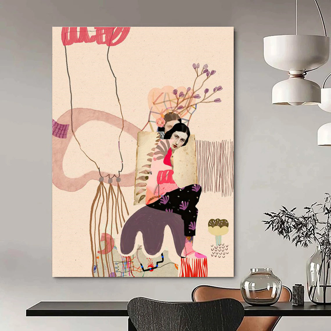 Grand Custom Hand-Painted Abstract Artwork - Exquisite Addition to Banquet Halls  DLZ0153