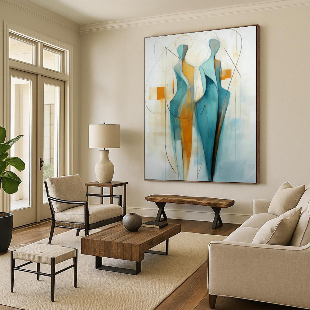 Immense Large-Scale Custom Hand-Painted Abstract Artwork - Rustic Charm for Alpaca Farms’ Visitor Centers  DLZ0305