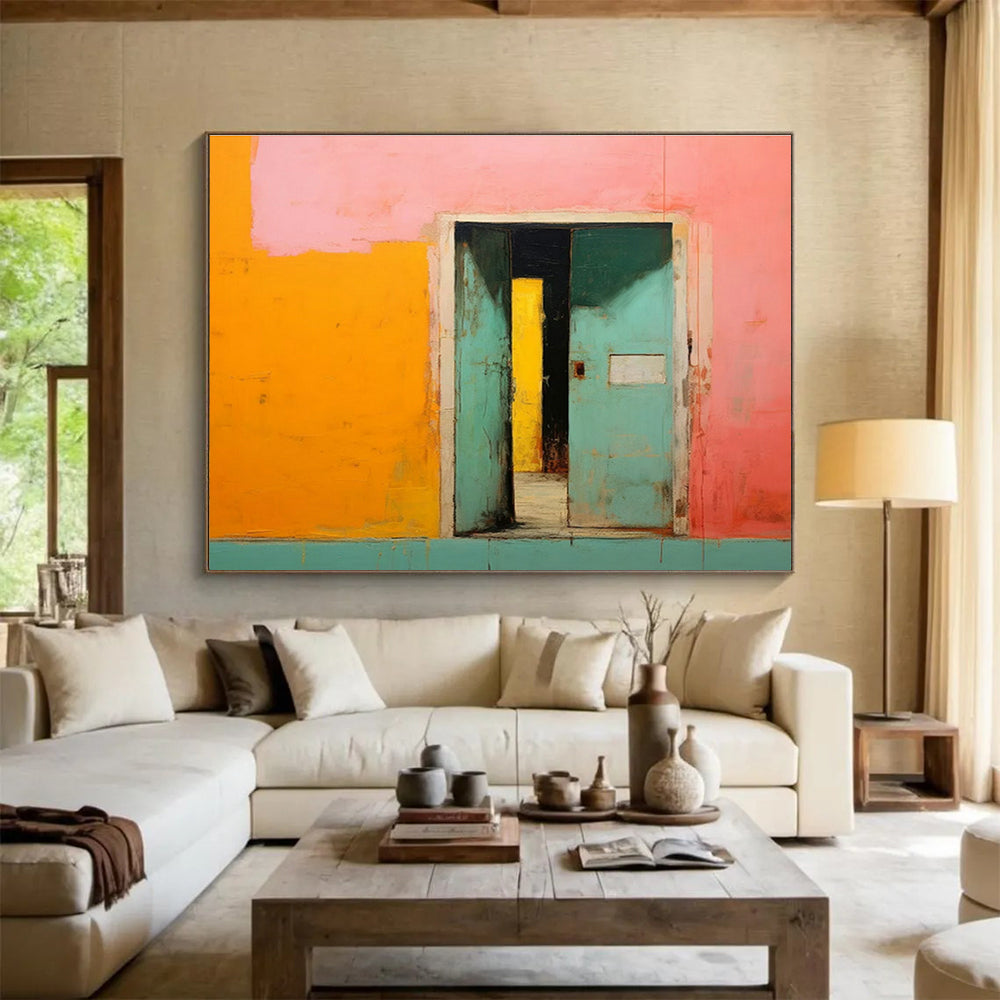 Custom Giant Abstract Hand Painting for Vertical Urban Aquarium Breeding Facility DLZ3025