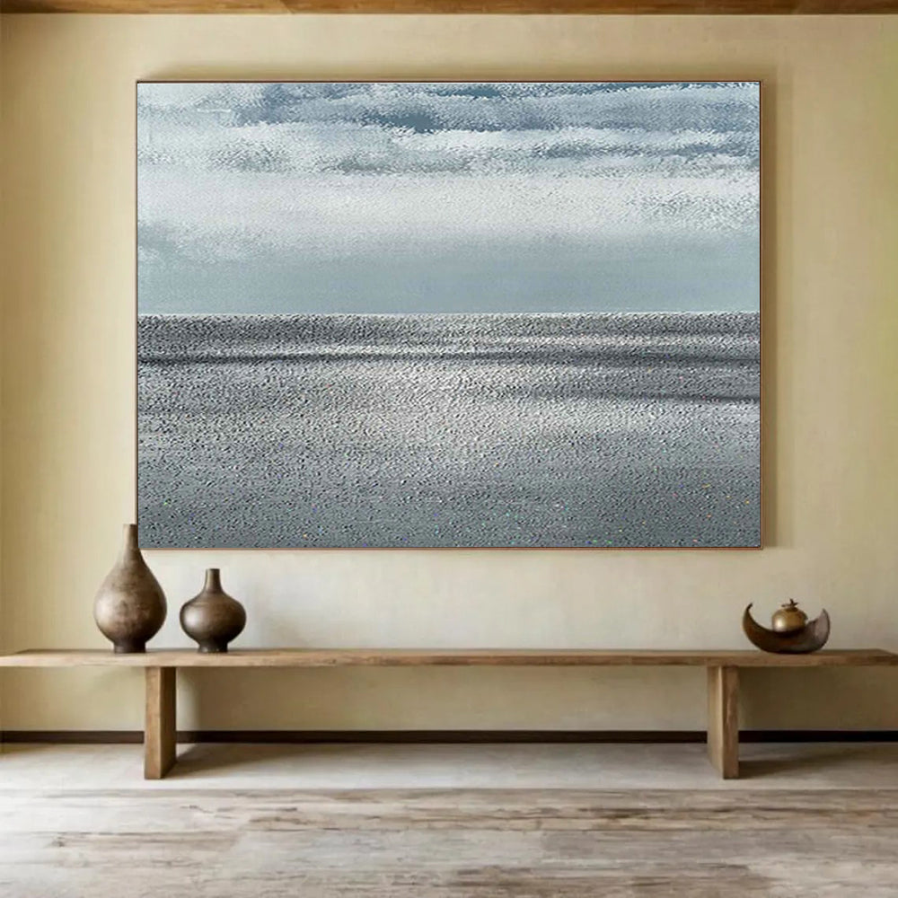 Oversized Custom Abstract Hand Painting for Arctic Freshwater Lake Fish Population Genetics Research Station DLZ3133