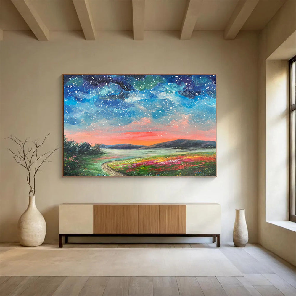 Customizable Solar Panel Farm Abstract Hand Painting