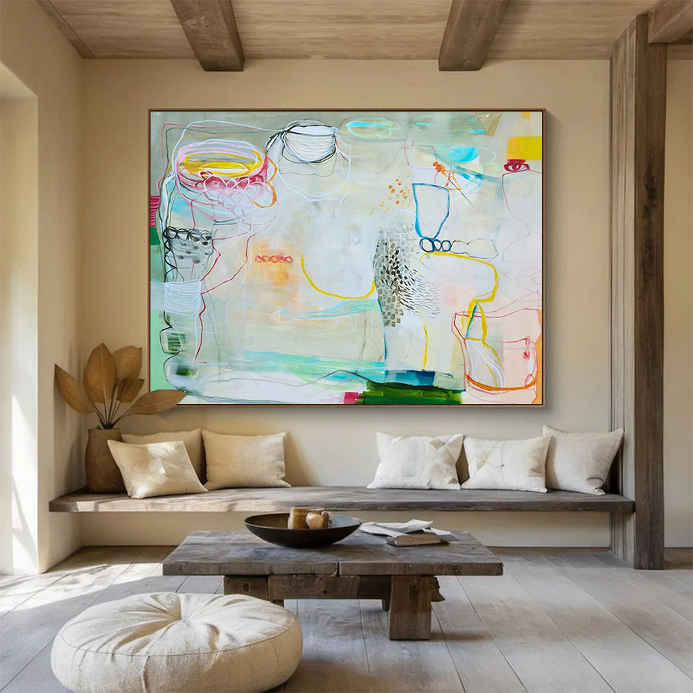 Customizable Large-Size Hand-Painted Abstract Painting for Living Room