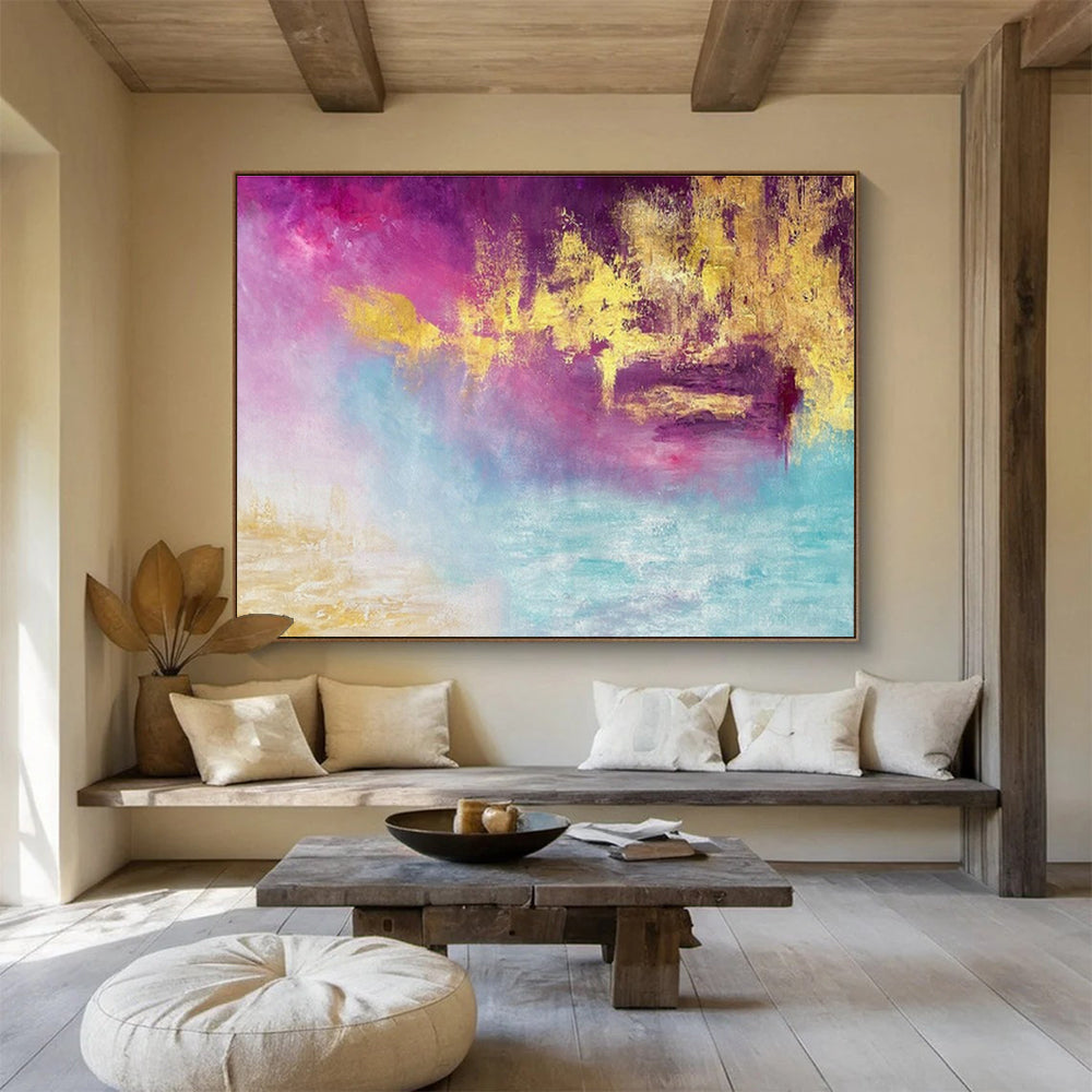 Dynamic Drip Texture Custom Hand-Painted Canvas Art in Industrial Style for Loft Spaces
