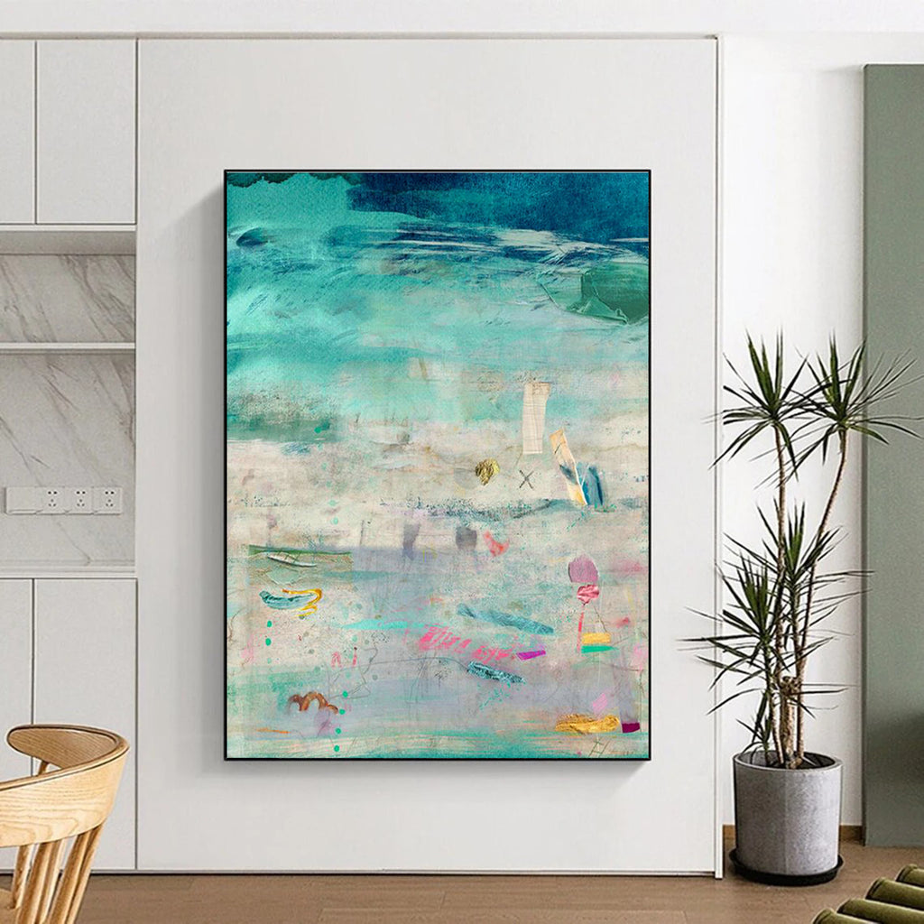 Large-Scale Custom Hand-Painted Abstract Painting - Artistic Embellishment for Libraries  DLZ0133