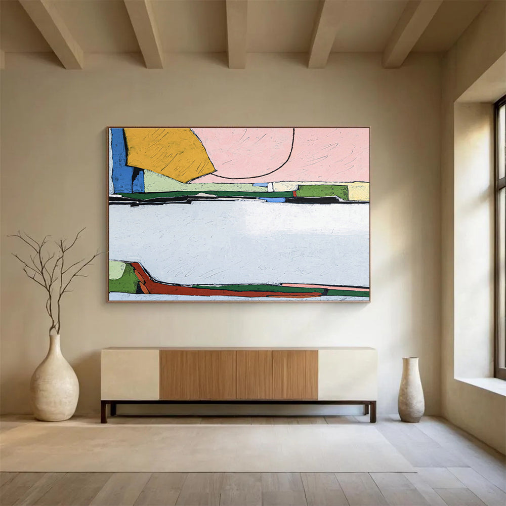 Custom-Made Giant Abstract Hand Painting for Alpine Meadow Retreat Yoga Deck DLZ2925