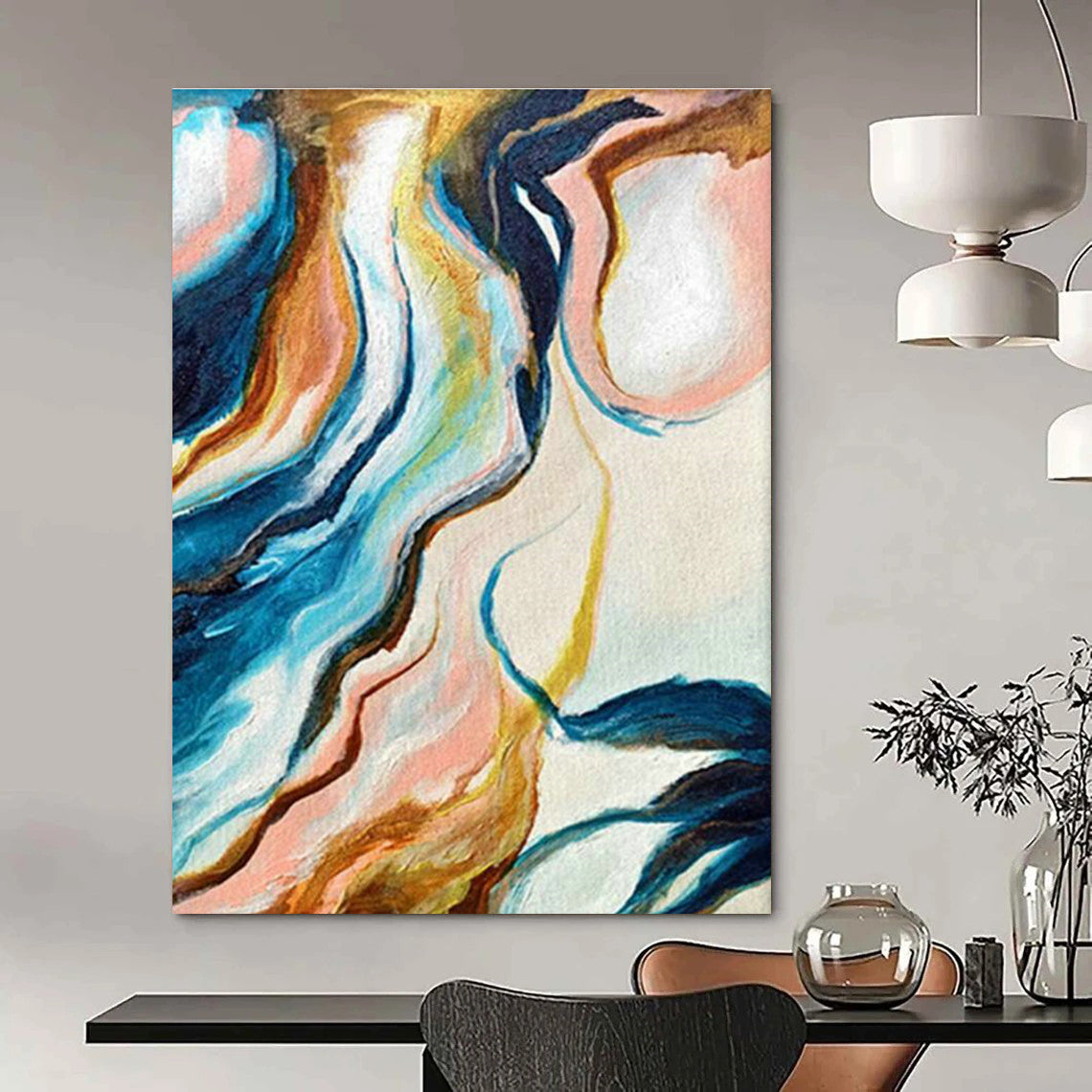 Towering Customizable Handmade Abstract Canvas for Medieval Reenactment Event Halls  DLZ0032