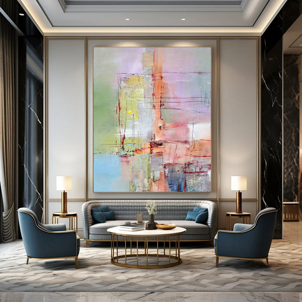 Striking Large Custom Hand-Painted Abstract Art - Artistic Breakthrough for Biotechnology Research Labs  DLZ0323