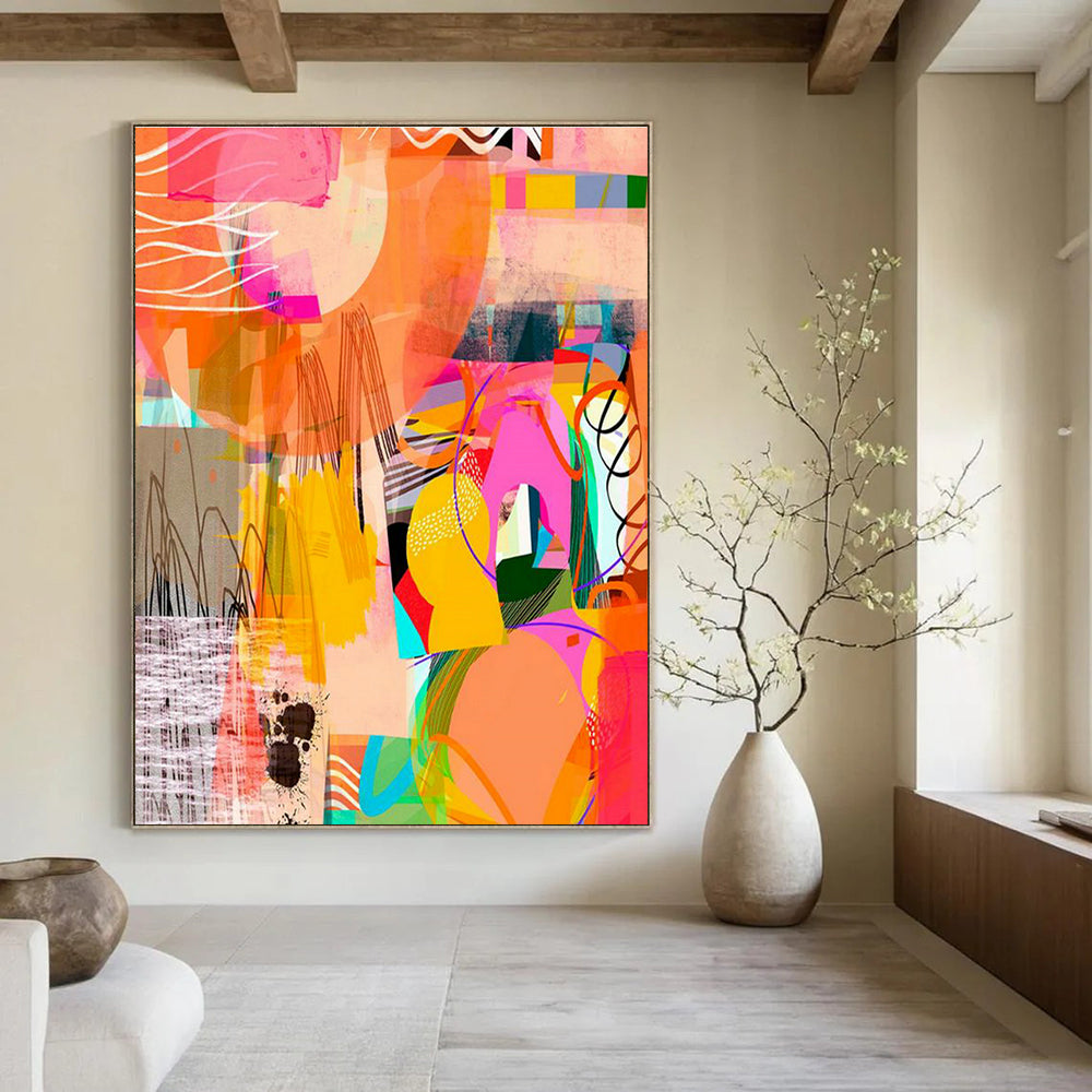 Large-Scale Customizable Hand-Painted Abstract Painting - Trendy Art Decoration for Bars  DLZ0131