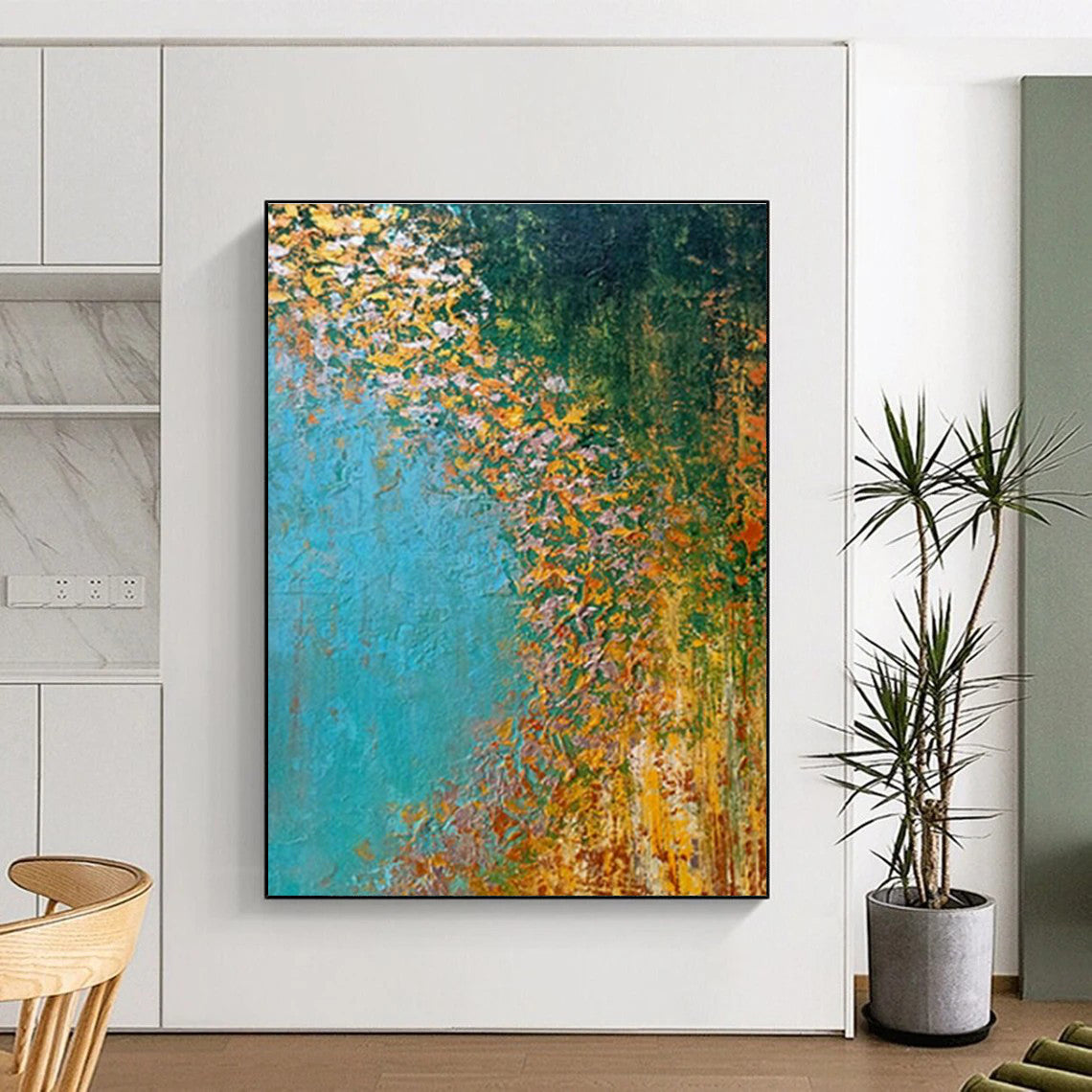 Oversized Custom Hand-Painted Abstract Canvas for Aerial Yoga Studios  DLZ0067
