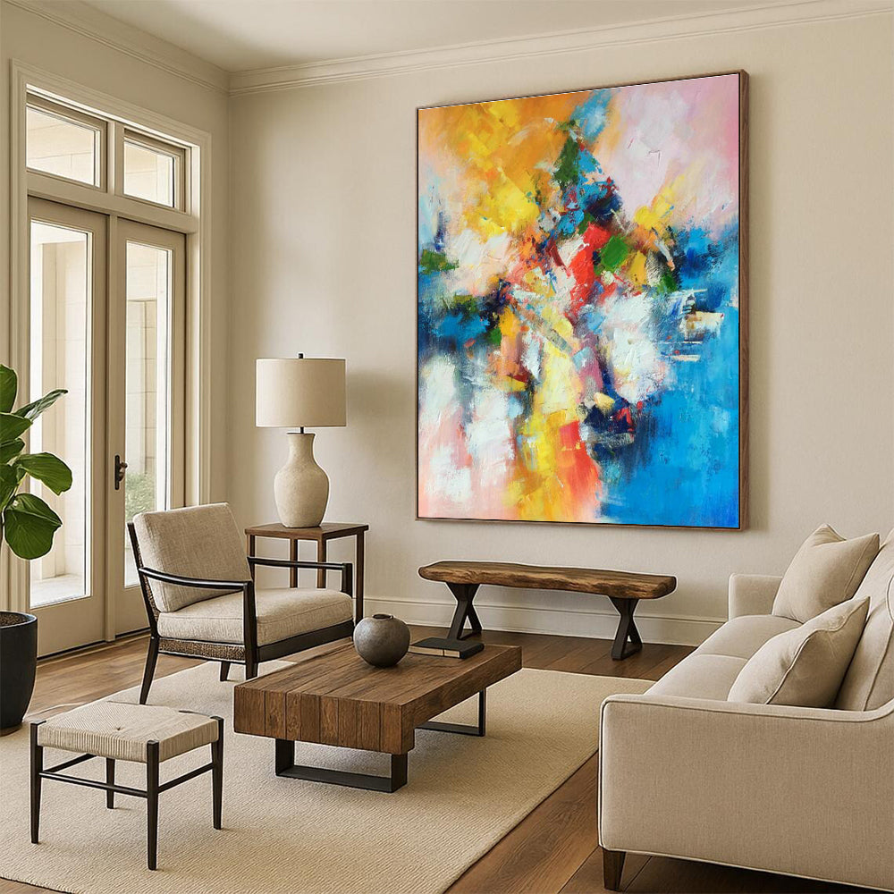 Monumental Custom Hand-Painted Abstract Art - Cultural Heritage for World Folk Art Galleries  DLZ0344