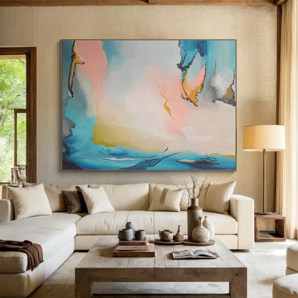 Optical Illusion Custom Hand-Painted Geometric Abstract Art for Entryways and Focal Points