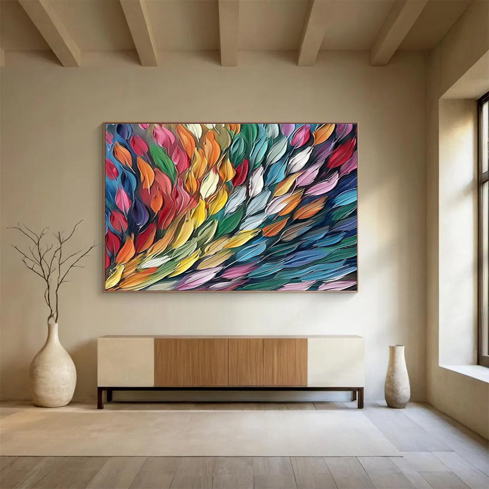 Large-Size Custom Abstract Hand Painting for Urban Rooftop Solar-Powered Irrigation Control Hub DLZ3073