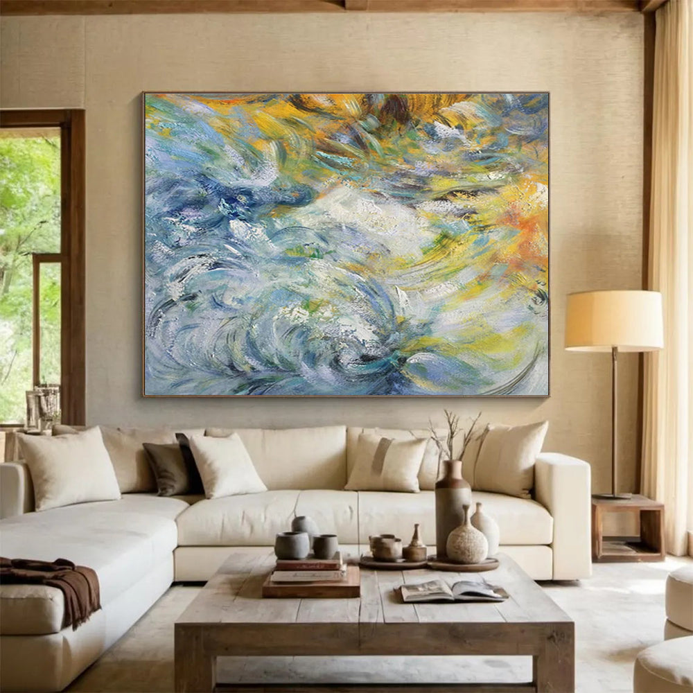 Custom-Made Giant Abstract Hand Painting for Villa Foyer DLZ2675