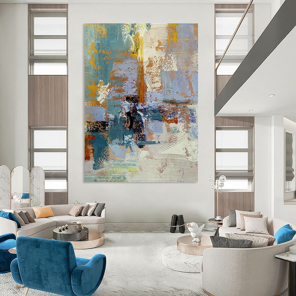 Large Custom Hand-Painted Abstract Canvas - Artistic Harmony for Yoga and Meditation Retreats  DLZ0348