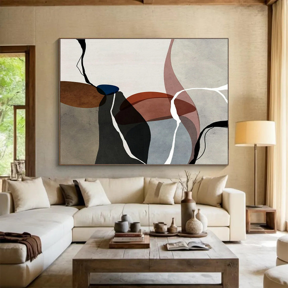 Custom-Made Giant Abstract Hand Painting for Corporate Training Center DLZ2742