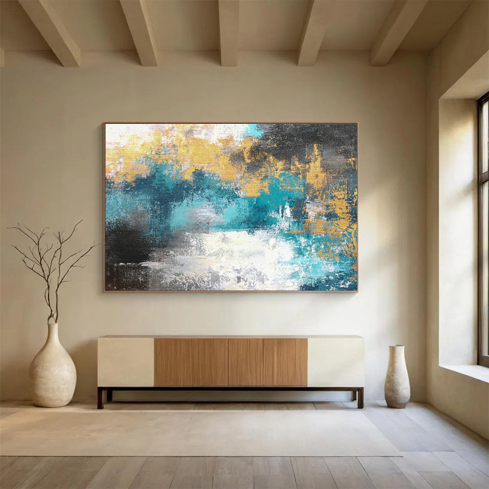 Monumental Geometric Abstract Art - Hand-Painted Resin for Co-Working Spaces