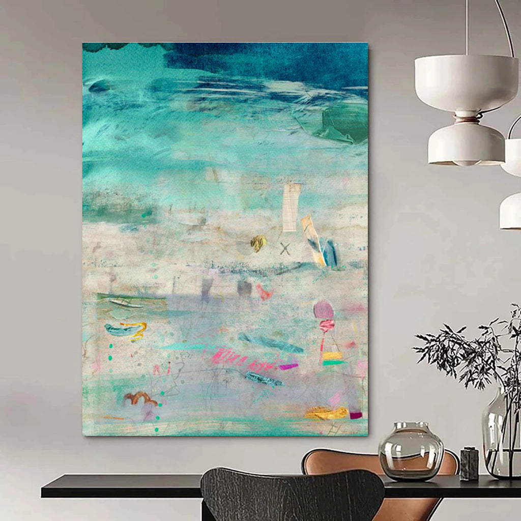 Large-Scale Custom Hand-Painted Abstract Painting - Artistic Embellishment for Libraries  DLZ0133