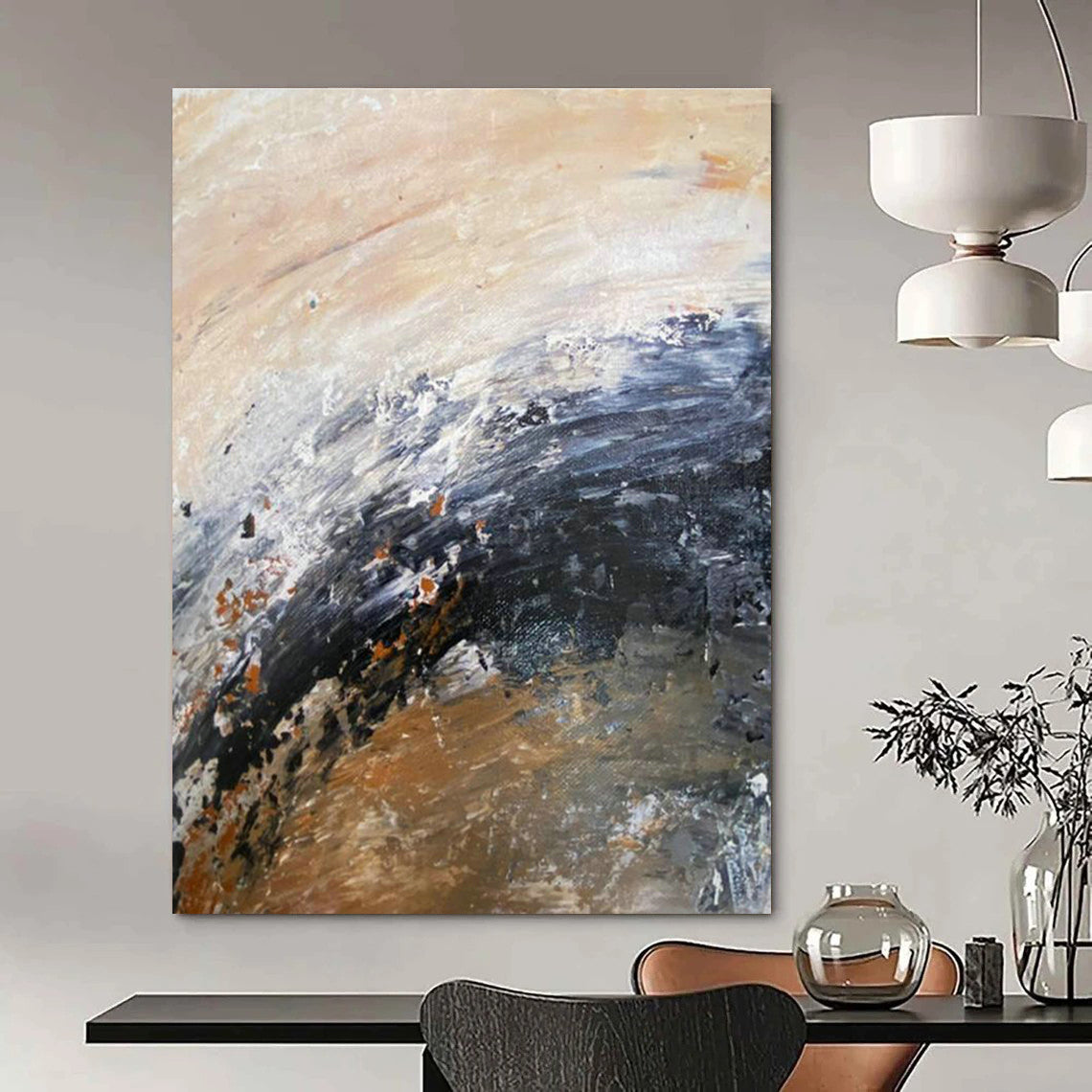 Extra Wide Custom Hand-Painted Abstract Painting for Train Station Waiting Halls  DLZ0008