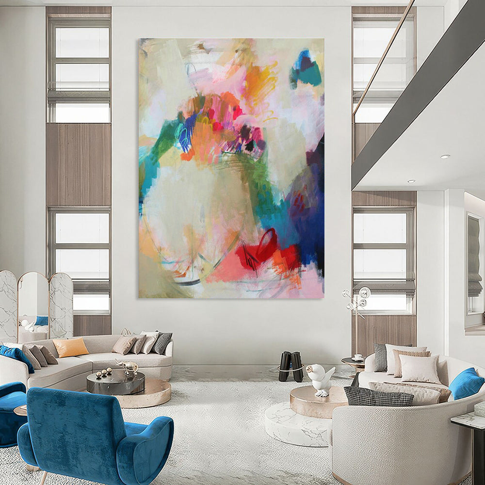 Spacious Custom Hand-Painted Abstract Art - Perfect for Community Centers  DLZ0150