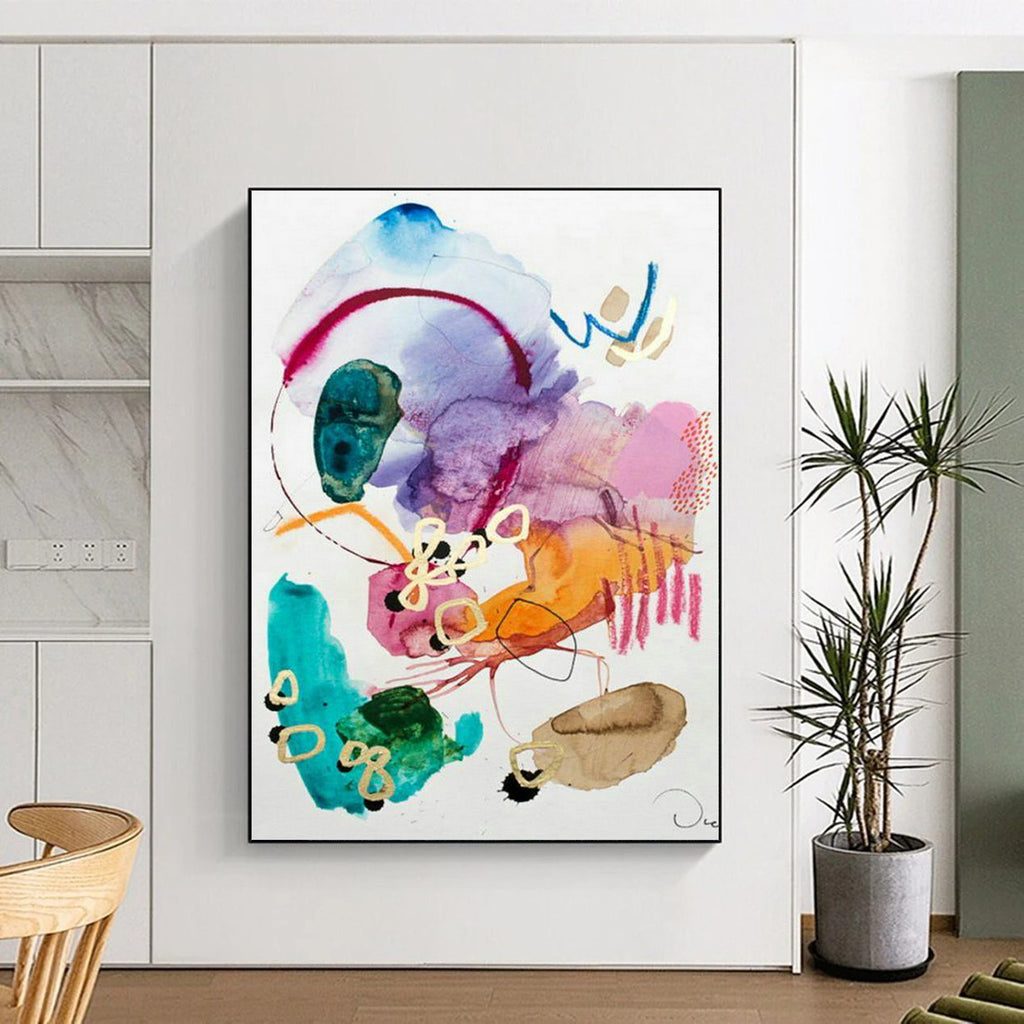 Massive Custom Hand-Painted Abstract Canvas - Breathtaking Focal Point for Exhibition Centers  DLZ0178