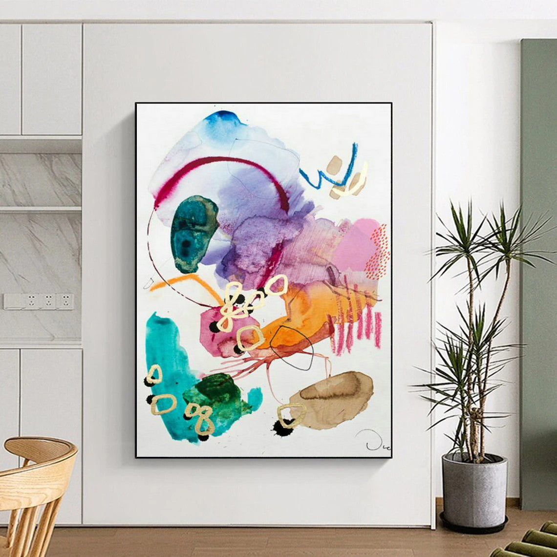 Massive Custom Hand-Painted Abstract Canvas - Breathtaking Focal Point for Exhibition Centers  DLZ0178