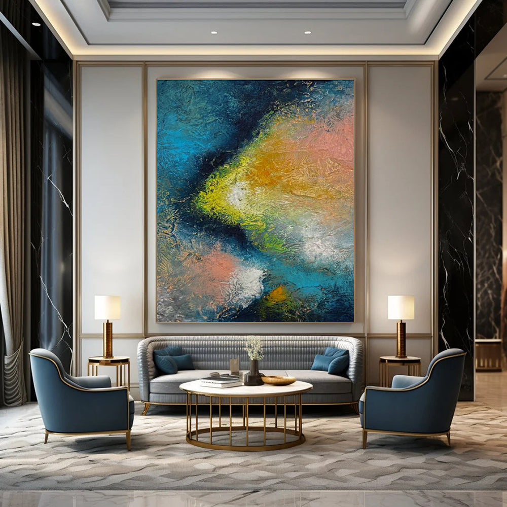 Extra Wide Custom Hand-Painted Abstract Canvas for Traditional Japanese Tea Ceremony Rooms  DLZ0057