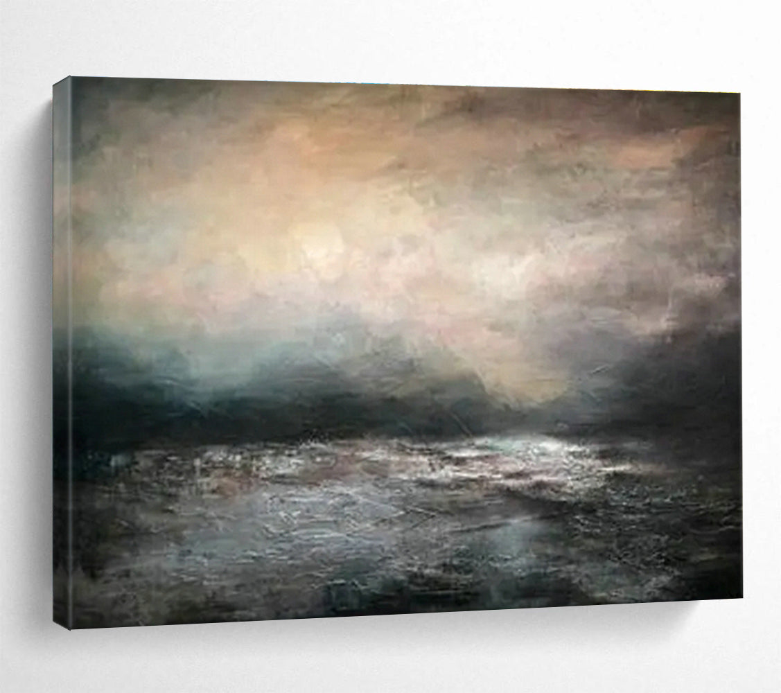 Custom-Made Giant Abstract Hand Painting for Subterranean Geothermal Power Plant Power Grid Interconnection Hub DLZ3153