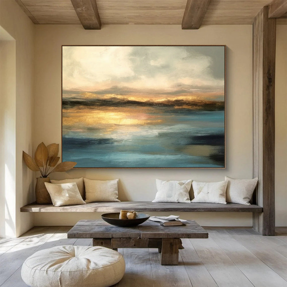 Large Custom Abstract Hand-Painted Art for Ski Lodge DLZ2724