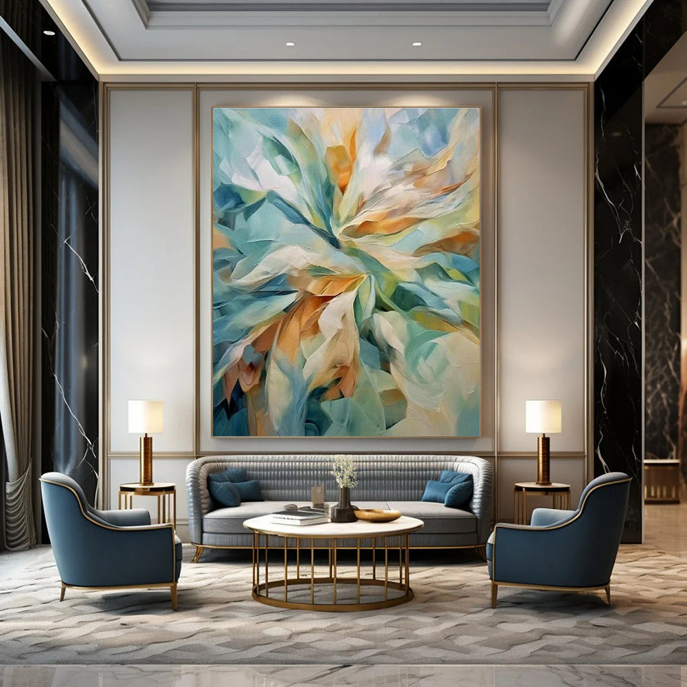 Enormous Custom Hand-Painted Abstract Painting - Artisanal Warmth for Woodworking Workshops  DLZ0279