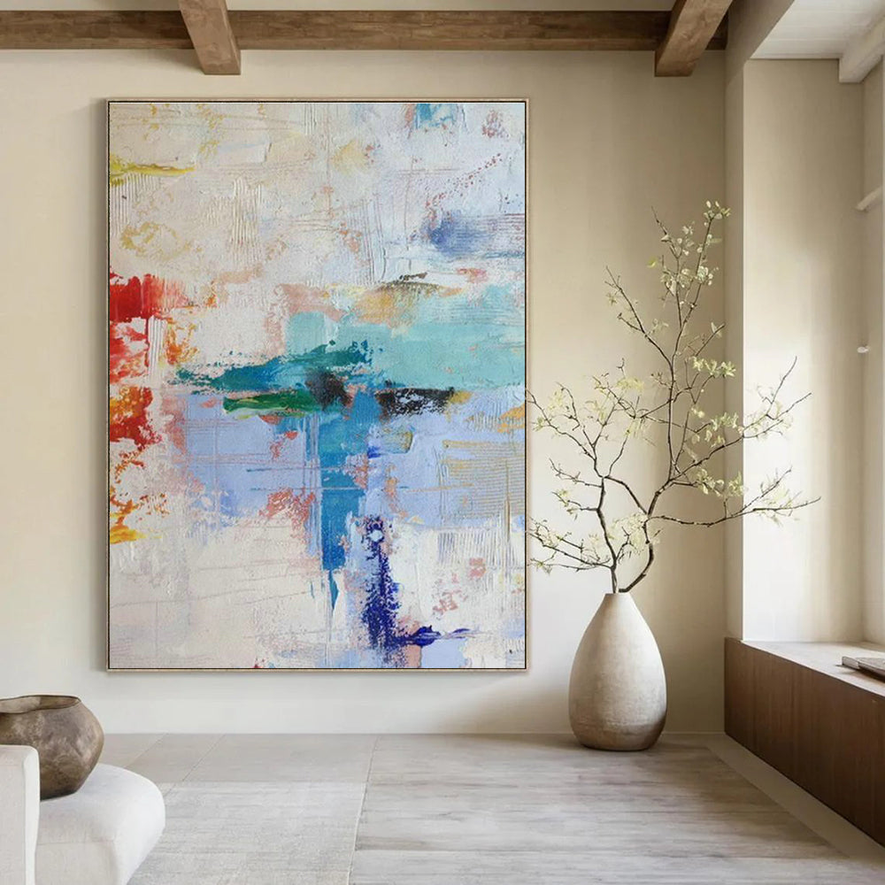 Sprawling Custom Hand-Painted Abstract Canvas - Retro Revival for Vintage Video Game Museums  DLZ0343